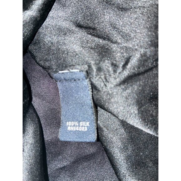 Banana Republic Womens Medium Blouse Black Silk Button Front Long Sleeve Top - Picture 6 of 6